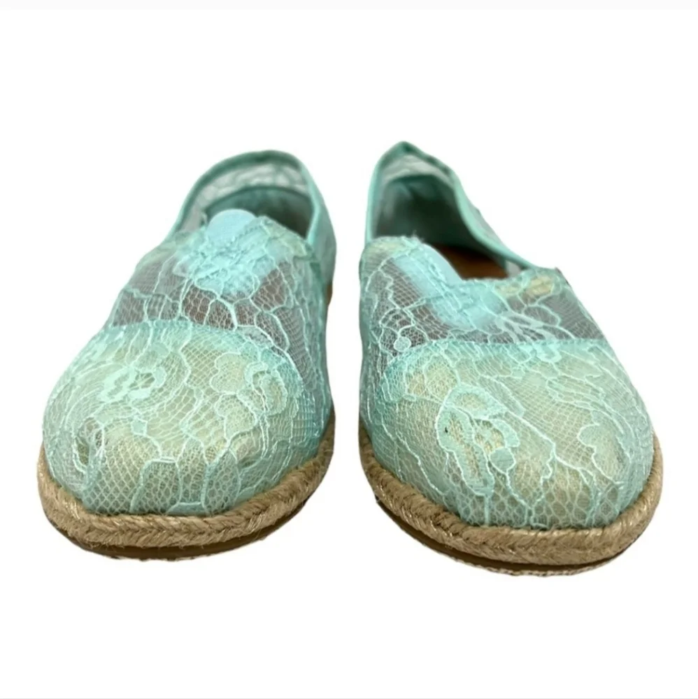 NWOT Toms Aqua Lace Alpargata Classic Slip On Espadrille Shoes - Picture 3 of 13